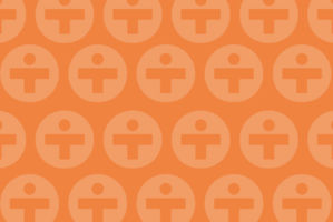 Oranget mönster av CancerRehabFondens ikoner.