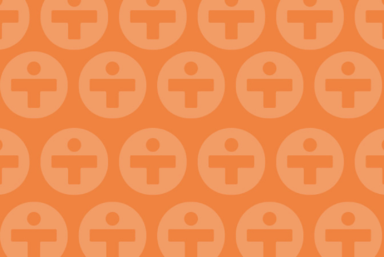 Oranget mönster av CancerRehabFondens ikoner.