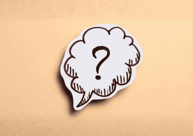 Ett frågetecken mot en gul bakgrund.